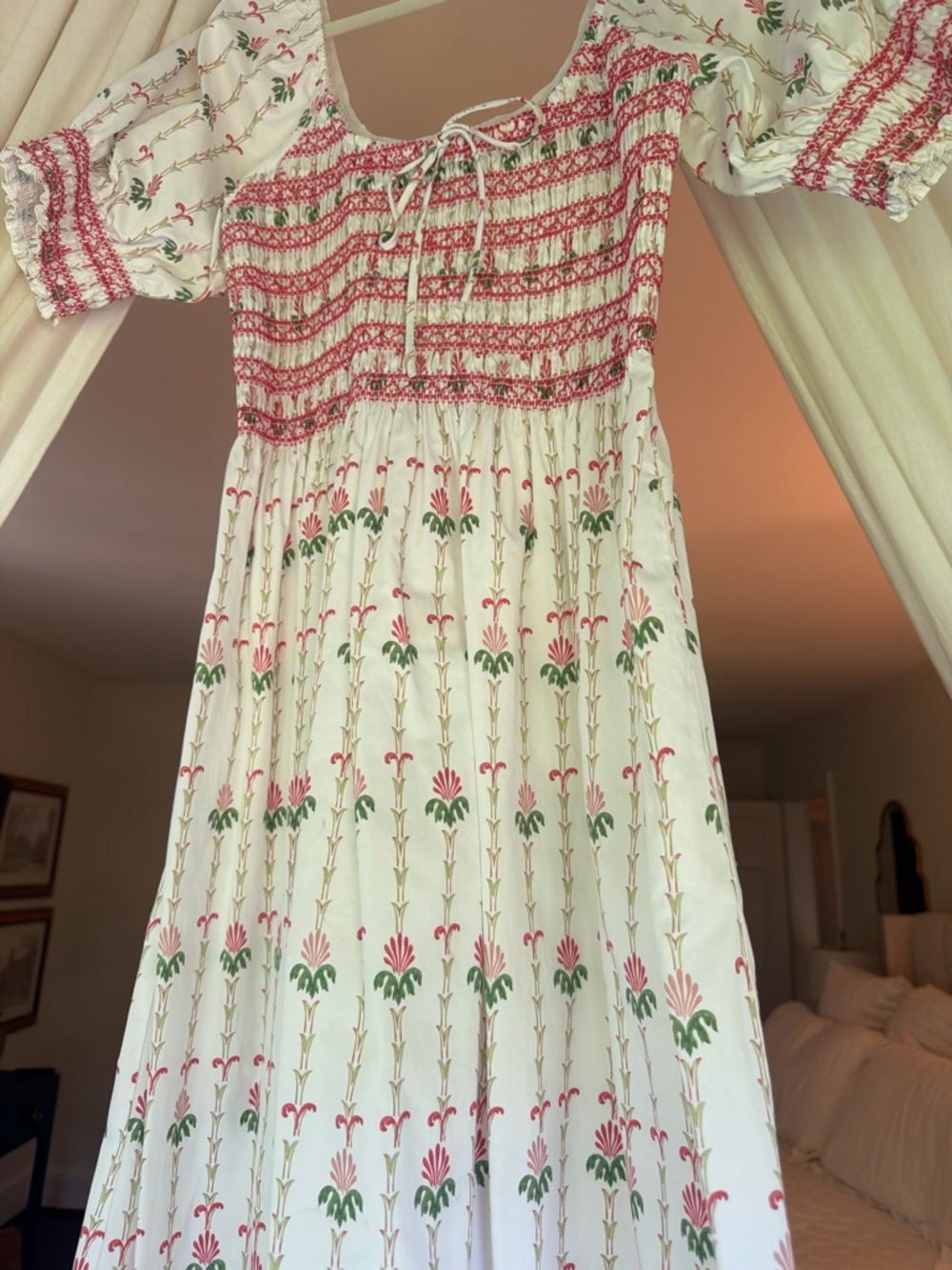 Hill House Madeline Nap Dress- White Trailing Fern Print - Picture 5 of 5